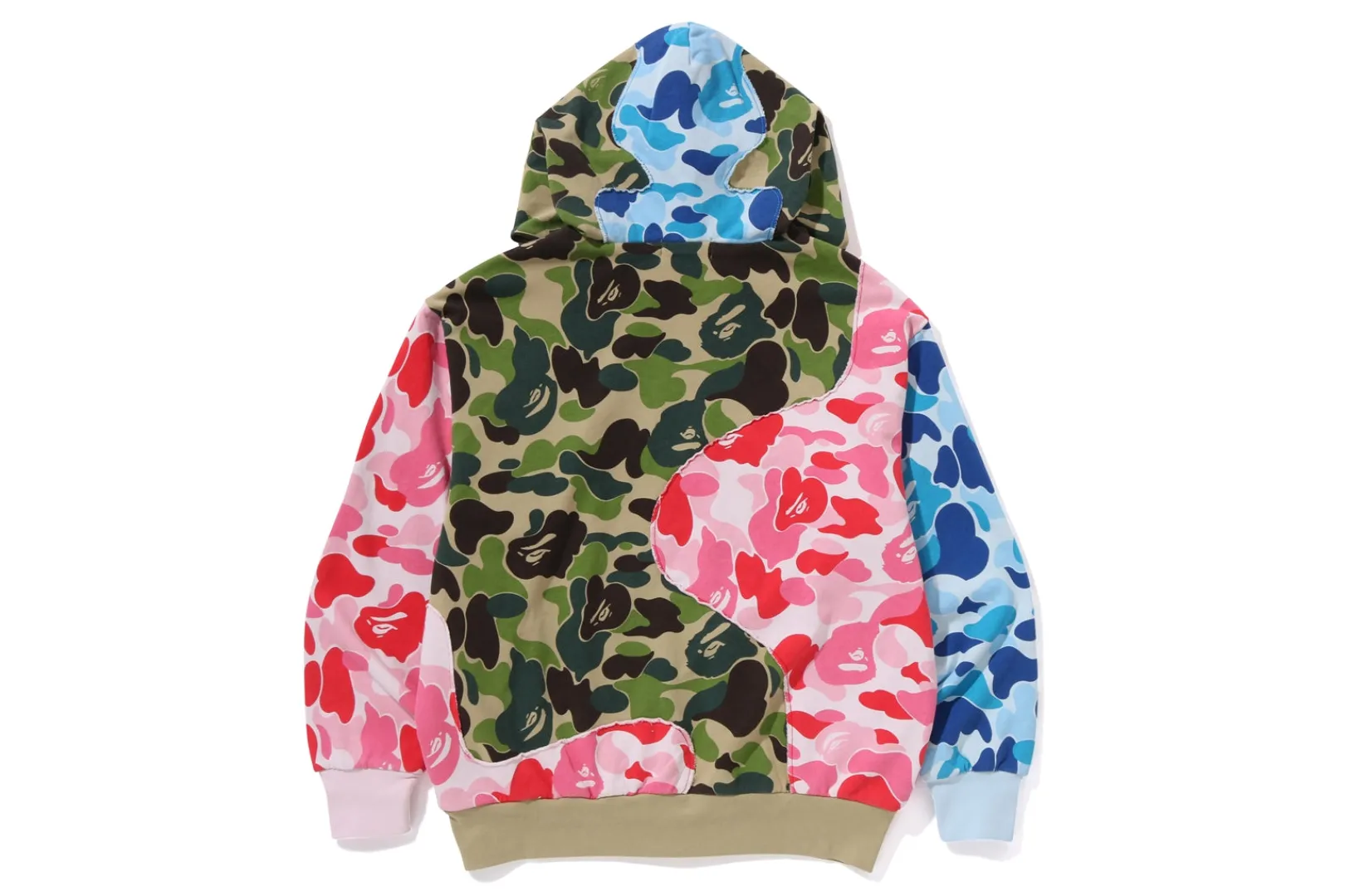 0ZX ABC CAMO PATCHWORK RELAXED FIT ZIP HOODIE MENS MULTI New