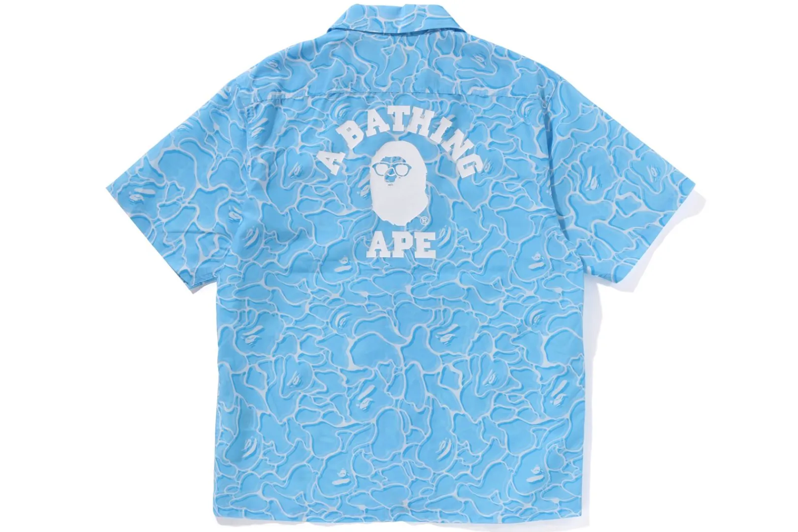 0ZX ABC SEA SURFACE CAMO OPEN COLLAR S/S SHIRT MENS BLUE Best Sale