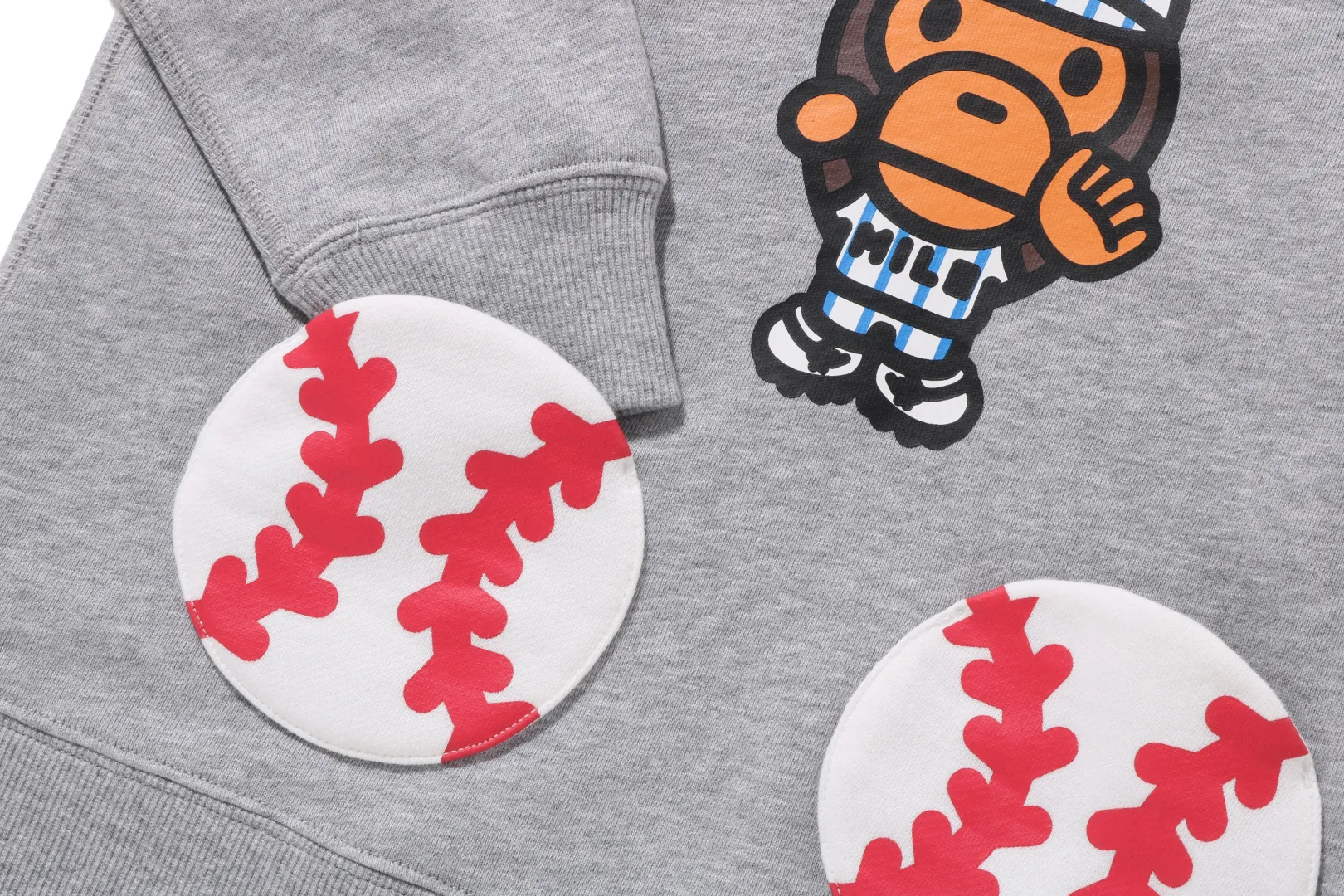 0ZX BABY MILO BASEBALL PULLOVER HOODIE KINDER GRAU Sale