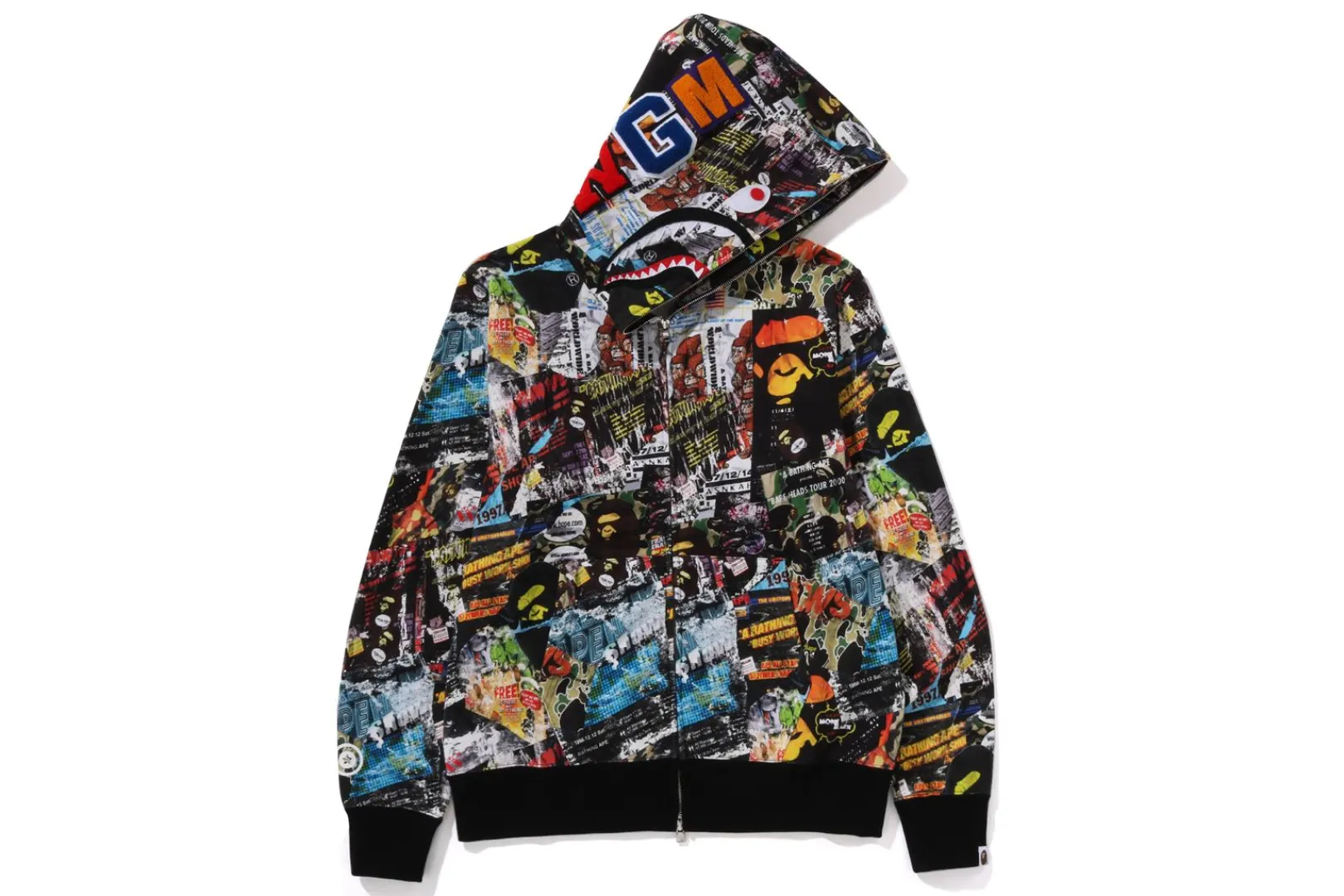 0ZX BAPE FLYER PATTERN SHARK FULL ZIP HOODIE MENS MULTI Sale