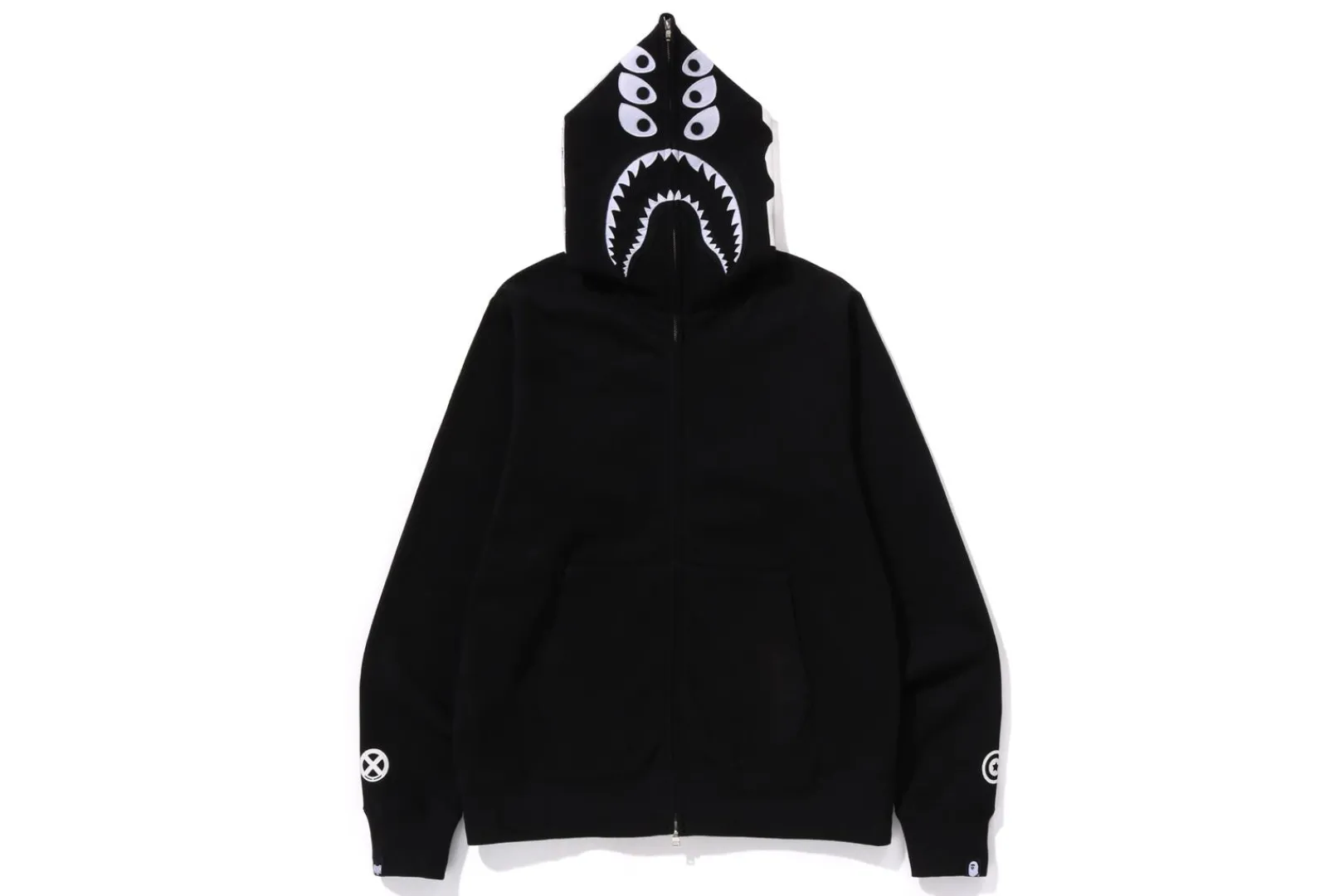0ZX BAPE X BOUNTY HUNTER - MAD SHARK FULL ZIP HOODIE MENS BLACK Fashion