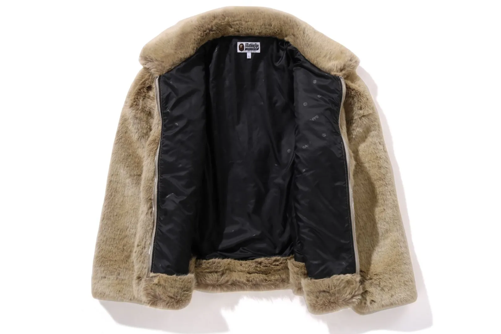 0ZX BAPE X CACTUS JACK X DON TOLIVER FAUX FUR JACKET MENS BEIGE Discount