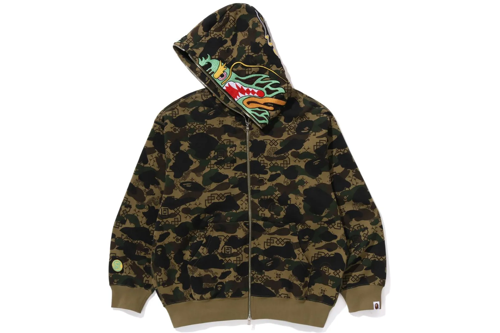 0ZX BAPE X CLOT CAMO SHARK RELAXED FIT FULL ZIP HOODIE MENS Sale