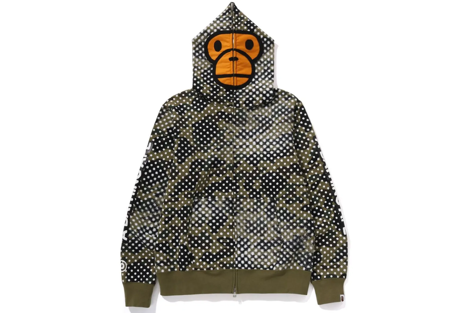 0ZX BAPE X JOSHUA VIDES - MILO FACE FULL ZIP HOODIE MENS GREEN Flash Sale
