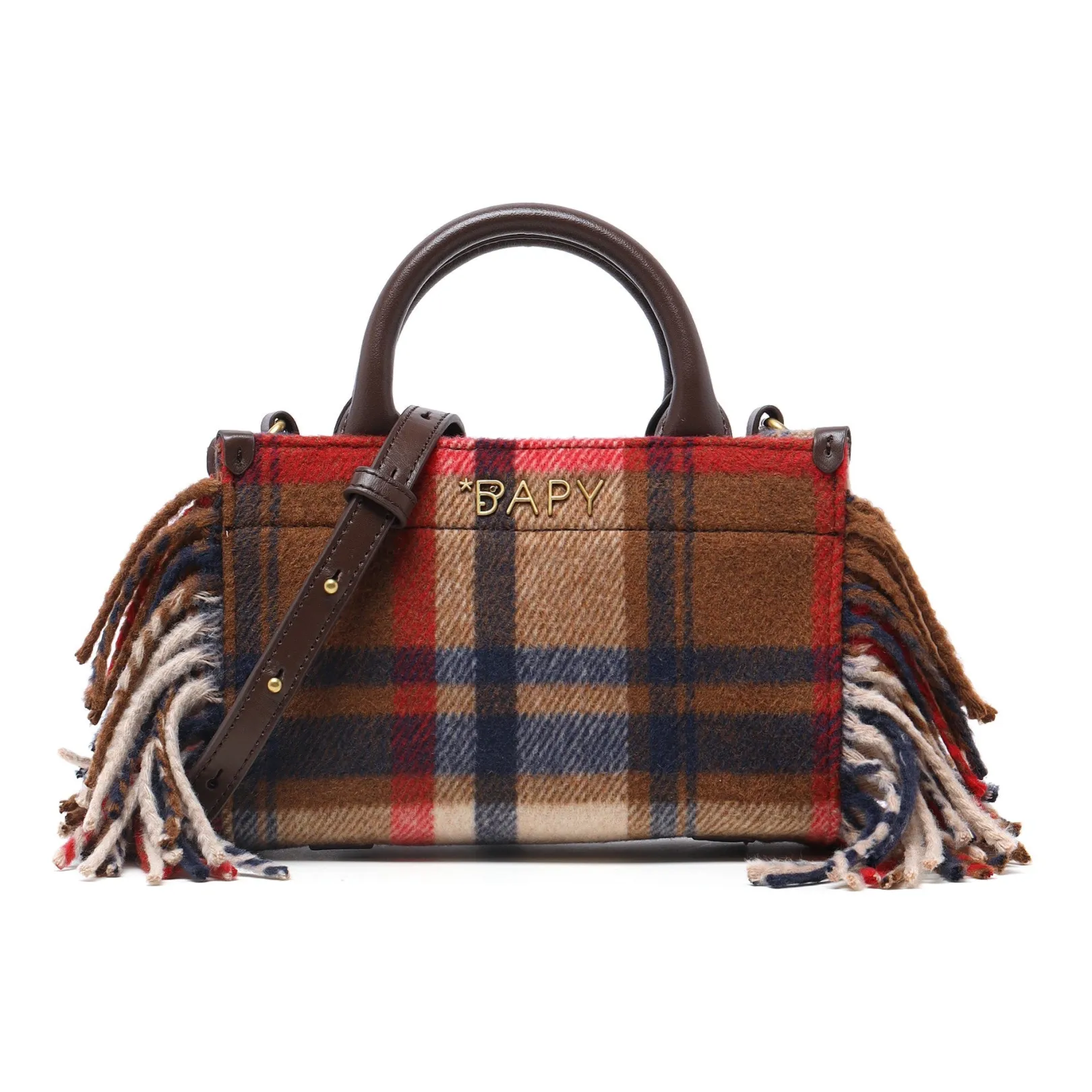 BPY BGBA0009BL/BAPY KARIERTE TOTE MIT FRANSEN, L BEIGE Shop