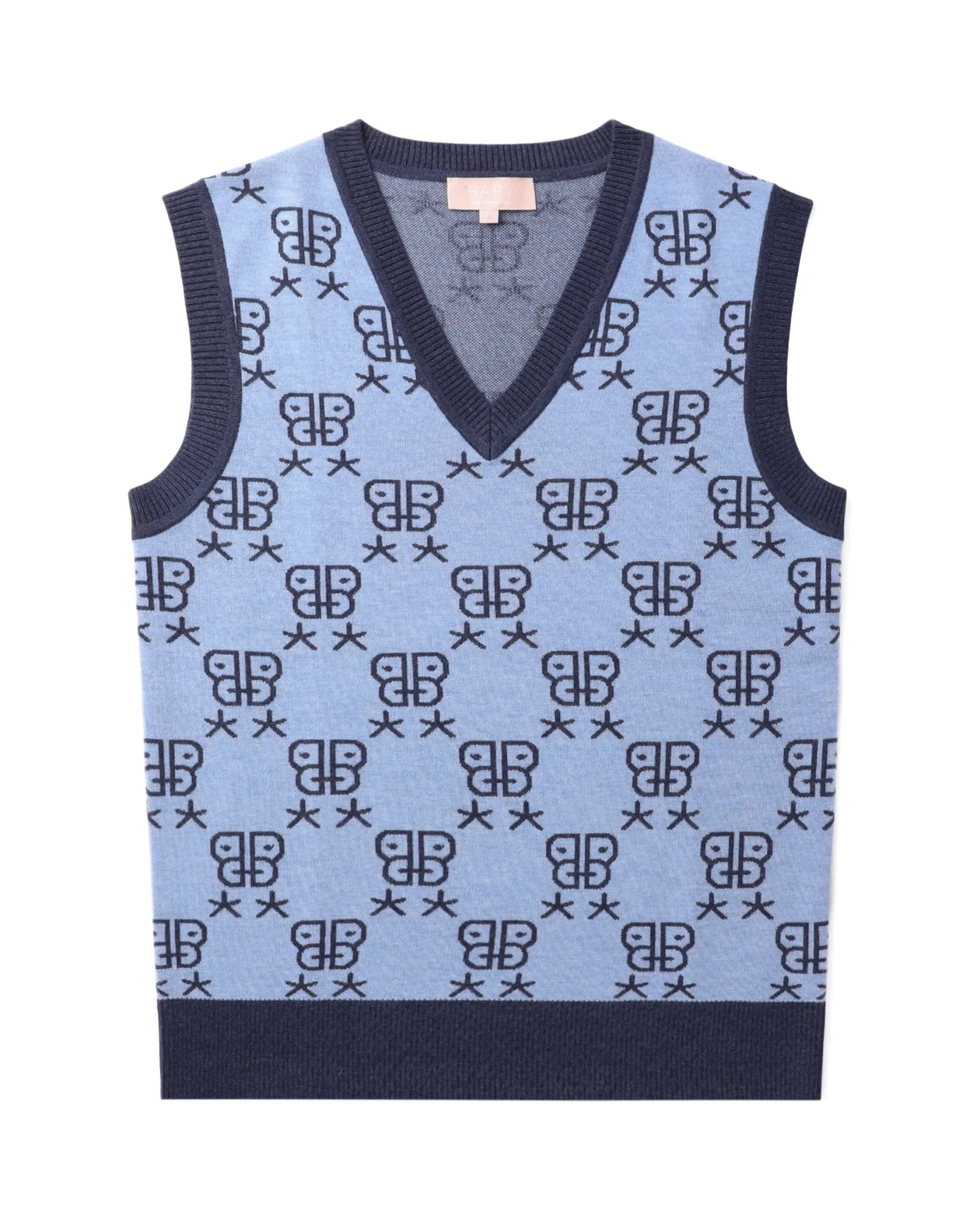 BPY KNKN4224XL/BAPY MONOGRAM STRICKWESTE L BLAU X WEISS Hot