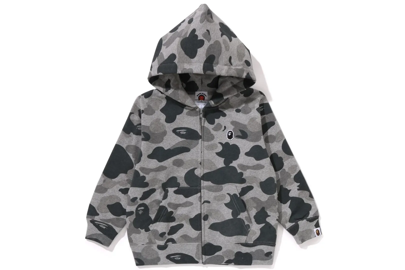 0ZX HEATHER GRAY CAMO ZIP HOODIE KIDS GREY Best Sale