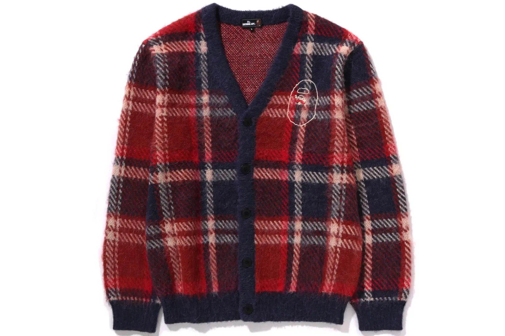 MRB MOHAIR CHECK JACQUARD CARDIGAN NAVY Online