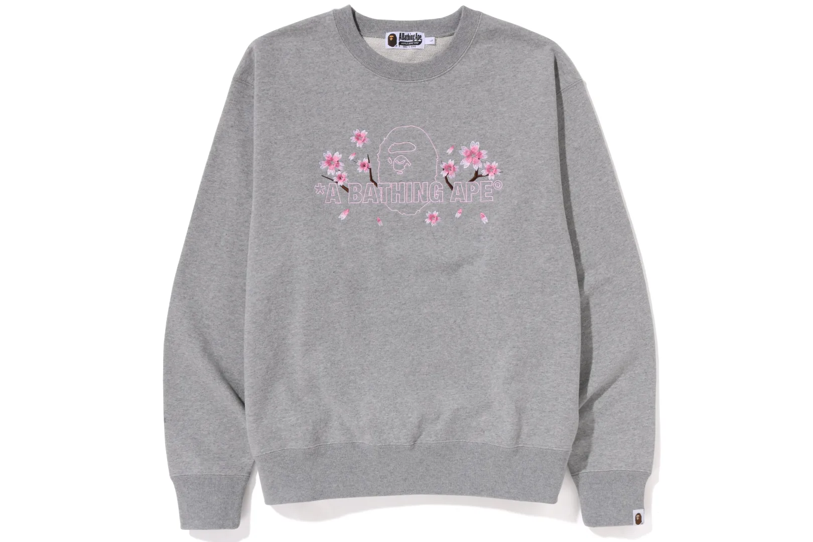 0ZX SAKURA A BATHING APE LOCKERES RUNDHALSSHIRT GRAU Discount