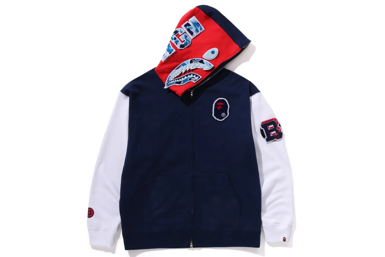 0ZX SHARK FULL ZIP HOODIE UK MENS NAVY Store