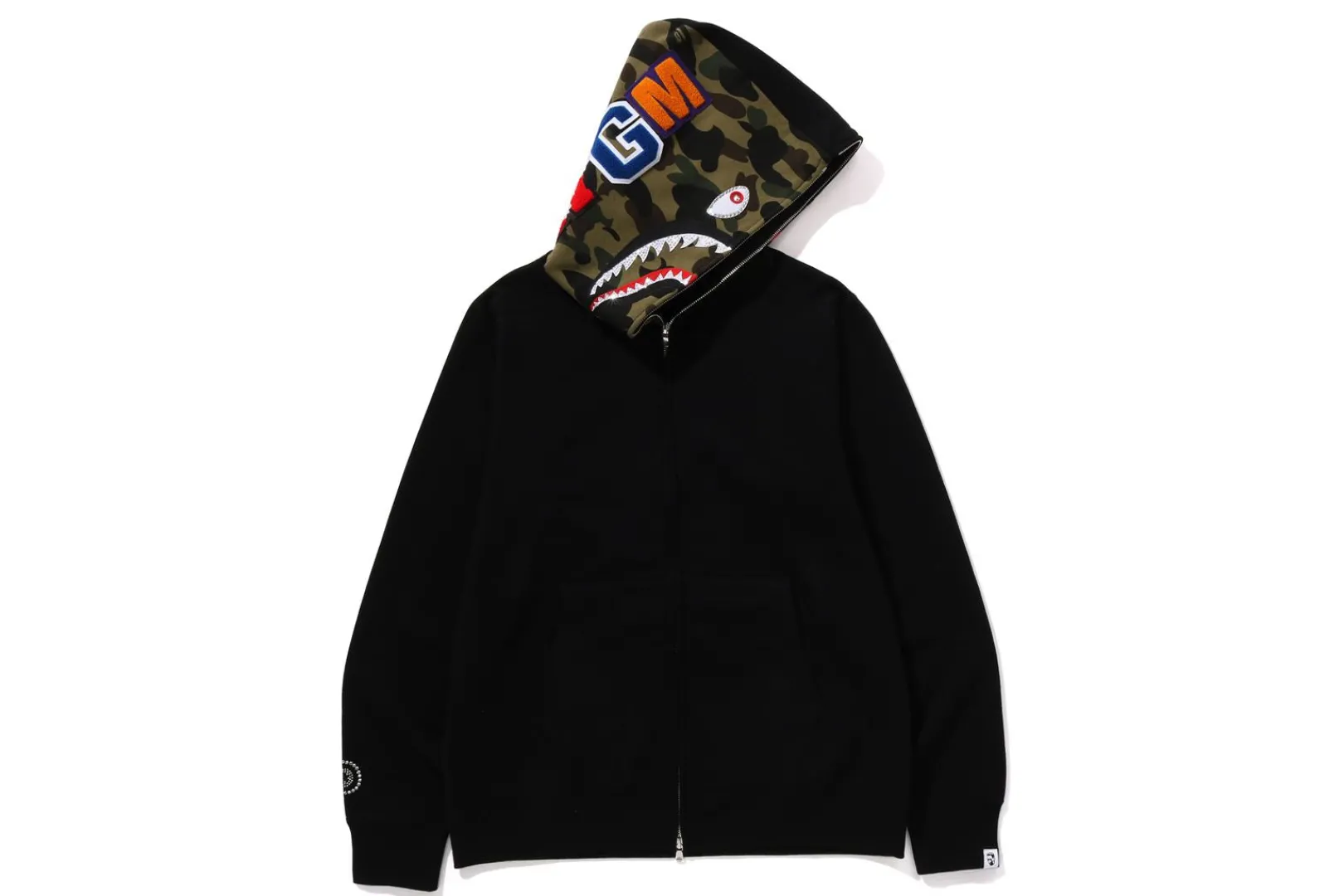 0ZX 1ST CAMO SHARK FULL ZIP HOODIE MENS BLACK Cheap